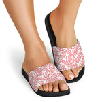 Valentine's Day Heart Pattern Print Black Slide Sandals