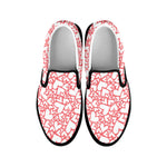 Valentine's Day Heart Pattern Print Black Slip On Shoes