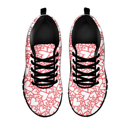 Valentine's Day Heart Pattern Print Black Sneakers