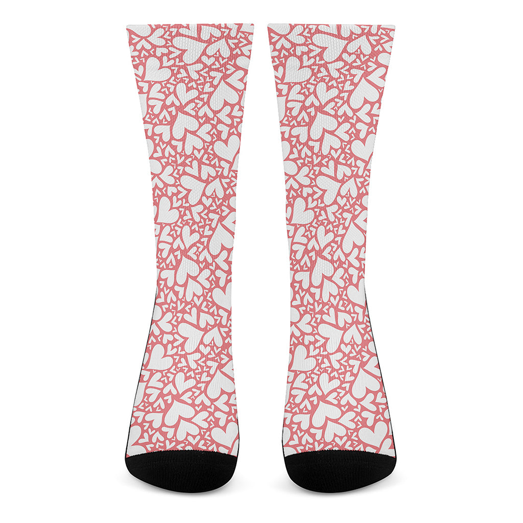 Valentine's Day Heart Pattern Print Crew Socks