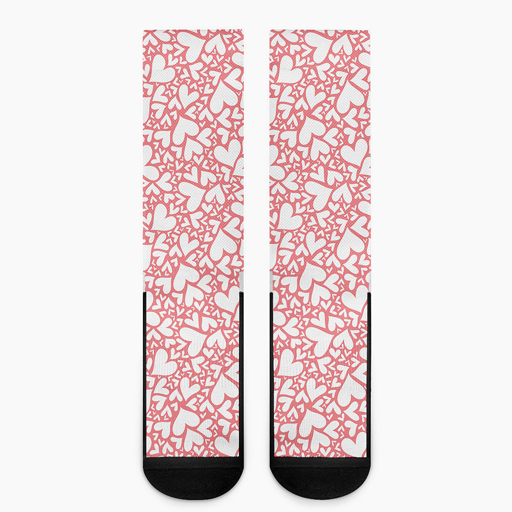 Valentine's Day Heart Pattern Print Crew Socks