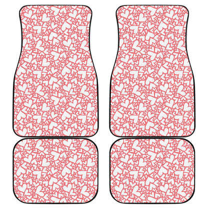 Valentine's Day Heart Pattern Print Front and Back Car Floor Mats