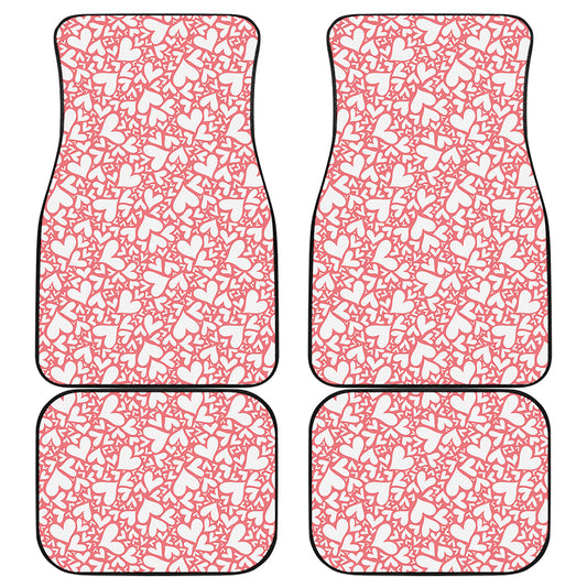 Valentine's Day Heart Pattern Print Front and Back Car Floor Mats