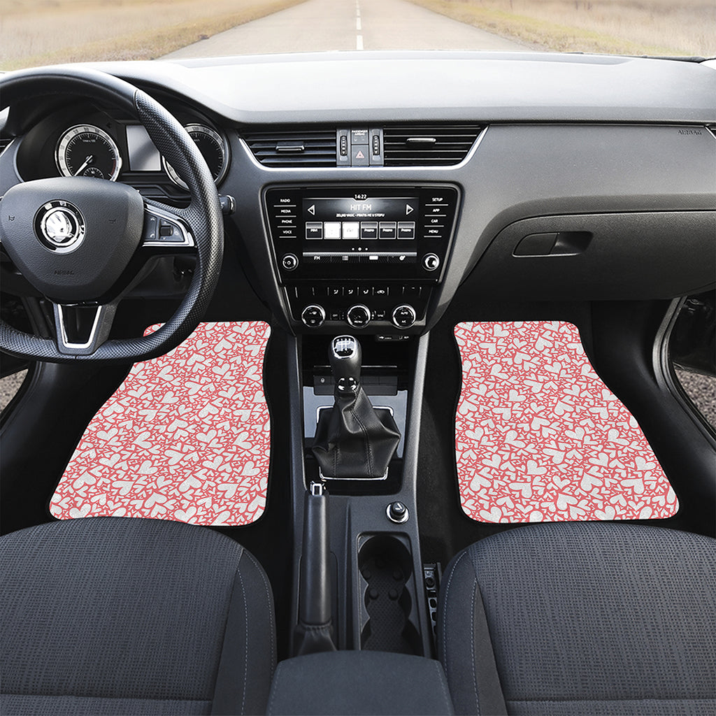 Valentine's Day Heart Pattern Print Front and Back Car Floor Mats