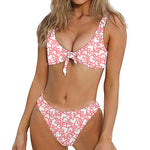 Valentine's Day Heart Pattern Print Front Bow Tie Bikini