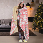 Valentine's Day Heart Pattern Print Hooded Blanket