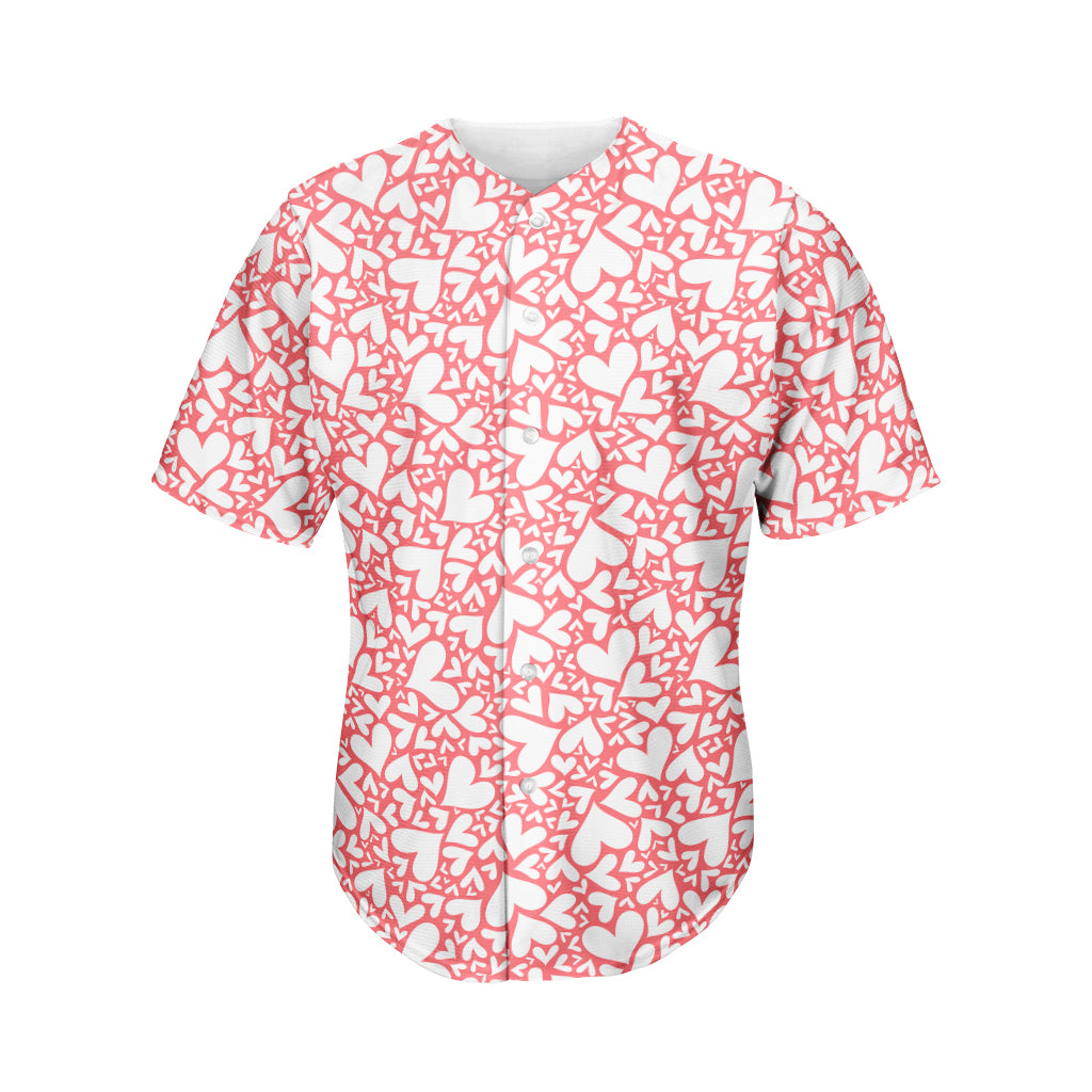 Valentine's Day Heart Pattern Print Men's Baseball Jersey