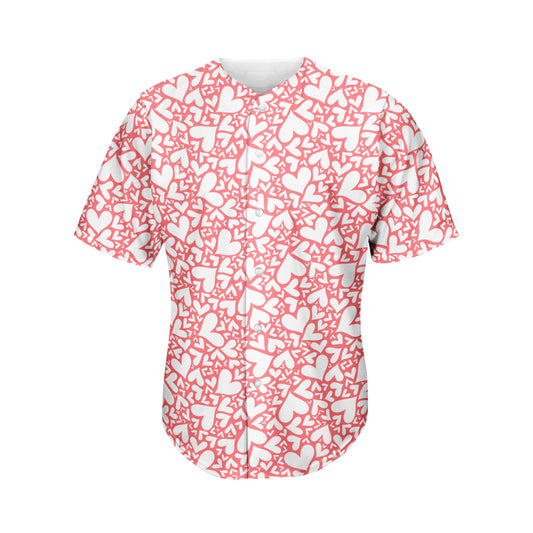 Valentine's Day Heart Pattern Print Men's Baseball Jersey