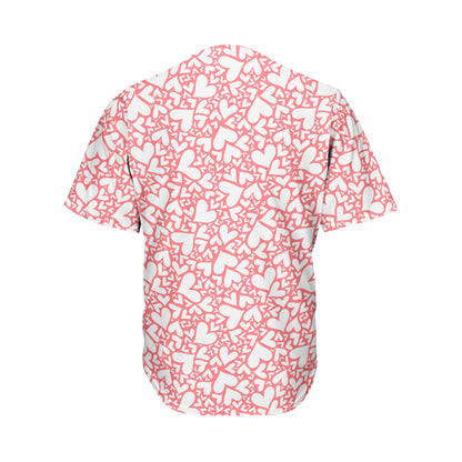 Valentine's Day Heart Pattern Print Men's Baseball Jersey