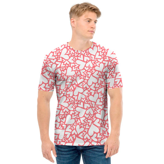 Valentine's Day Heart Pattern Print Men's T-Shirt