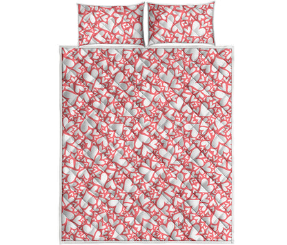 Valentine's Day Heart Pattern Print Quilt Bed Set