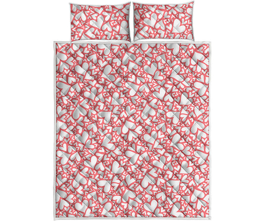 Valentine's Day Heart Pattern Print Quilt Bed Set