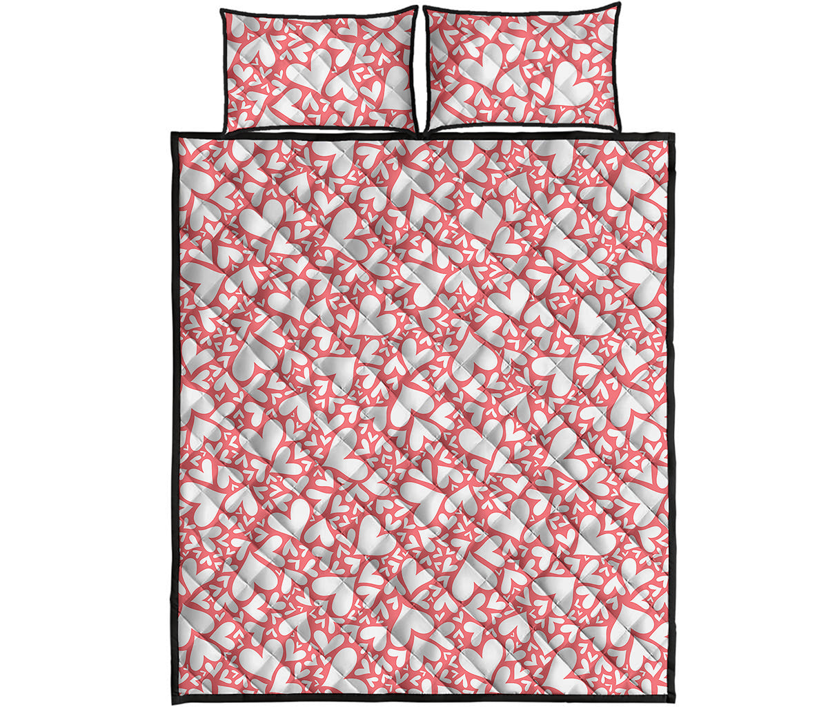 Valentine's Day Heart Pattern Print Quilt Bed Set