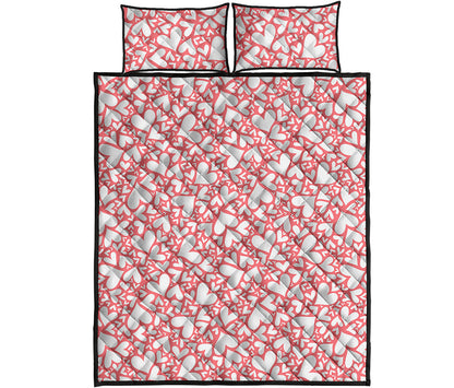 Valentine's Day Heart Pattern Print Quilt Bed Set
