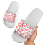 Valentine's Day Heart Pattern Print White Slide Sandals