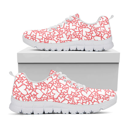 Valentine's Day Heart Pattern Print White Sneakers