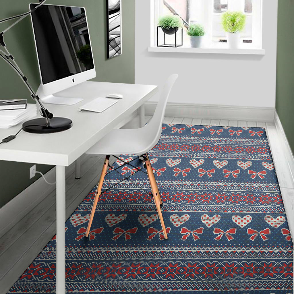 Valentine's Day Knitted Pattern Print Area Rug