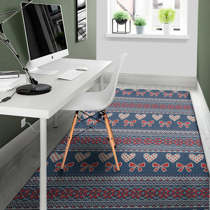 Valentine's Day Knitted Pattern Print Area Rug