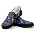 Valentine's Day Knitted Pattern Print Black Slip On Sneakers