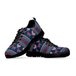 Valentine's Day Knitted Pattern Print Black Sneakers