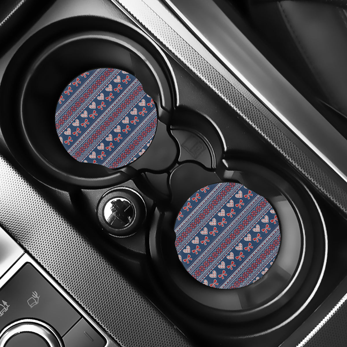 Valentine's Day Knitted Pattern Print Car Coasters
