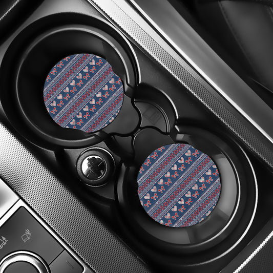 Valentine's Day Knitted Pattern Print Car Coasters