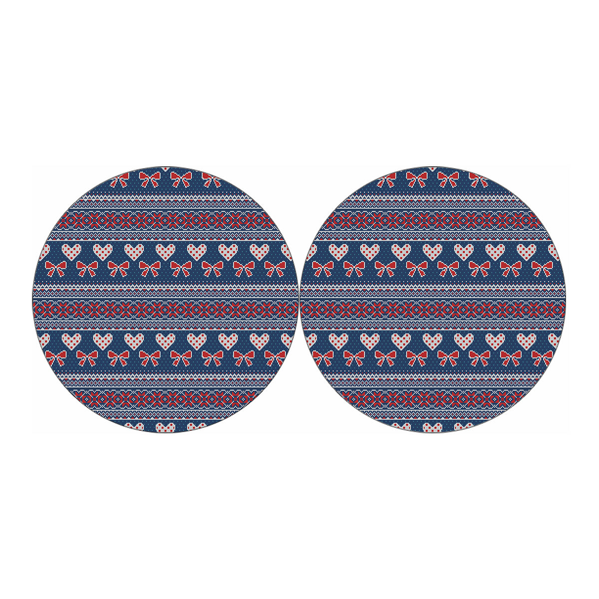 Valentine's Day Knitted Pattern Print Car Coasters