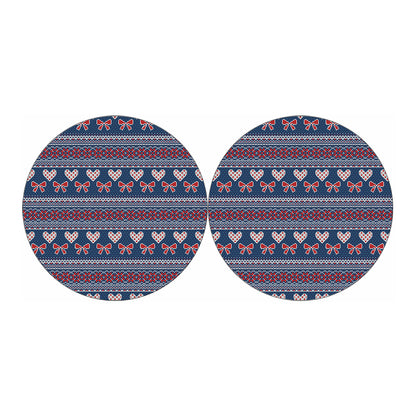 Valentine's Day Knitted Pattern Print Car Coasters