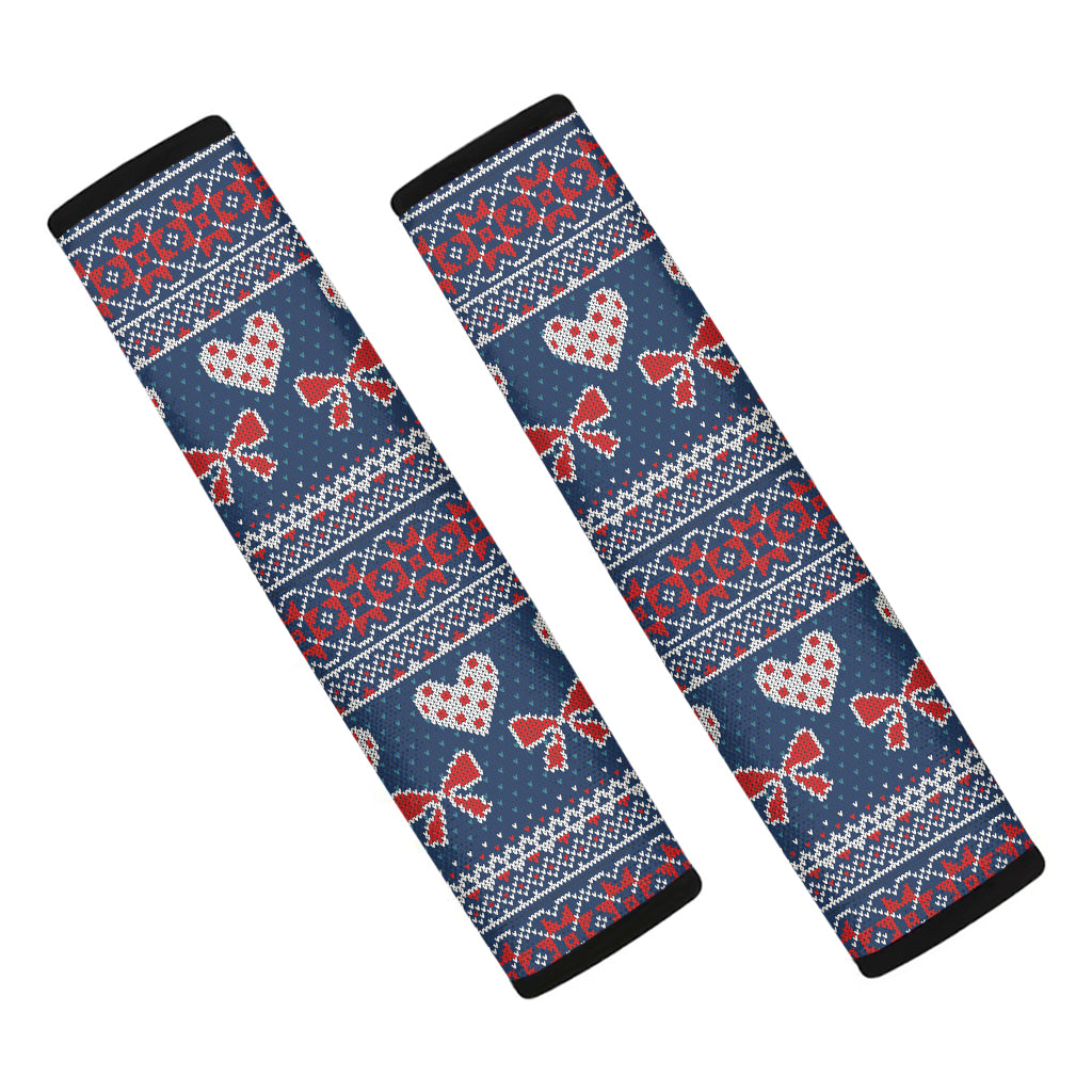 Valentine's Day Knitted Pattern Print Car Seat Belt Covers
