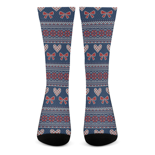Valentine's Day Knitted Pattern Print Crew Socks
