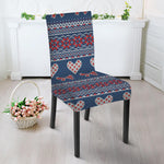 Valentine's Day Knitted Pattern Print Dining Chair Slipcover