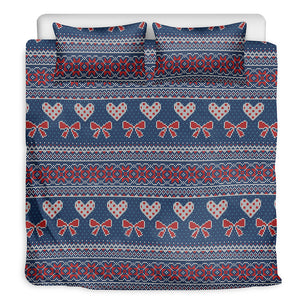 Valentine's Day Knitted Pattern Print Duvet Cover Bedding Set