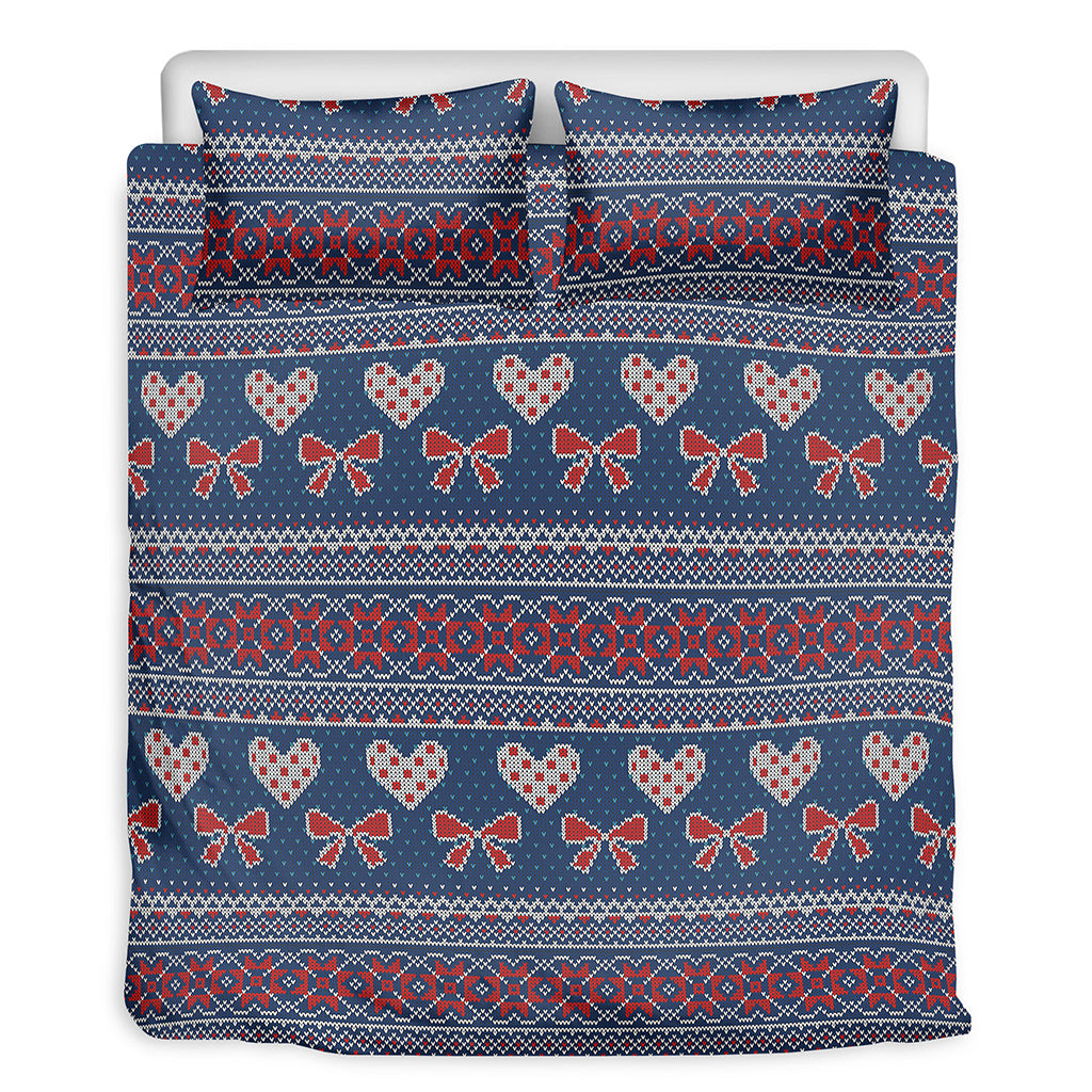 Valentine's Day Knitted Pattern Print Duvet Cover Bedding Set