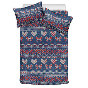 Valentine's Day Knitted Pattern Print Duvet Cover Bedding Set