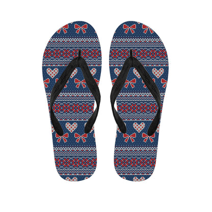 Valentine's Day Knitted Pattern Print Flip Flops