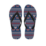 Valentine's Day Knitted Pattern Print Flip Flops