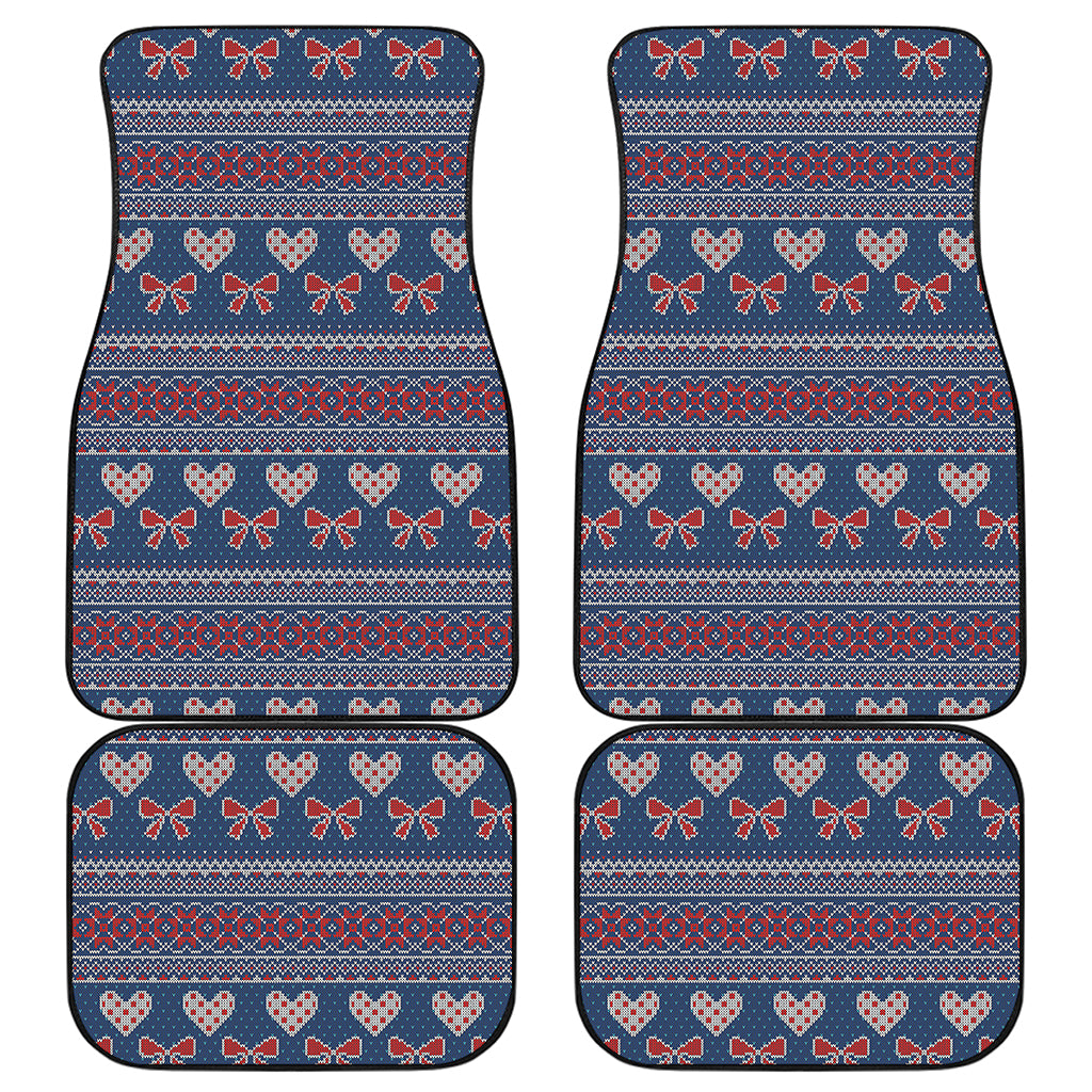 Valentine's Day Knitted Pattern Print Front and Back Car Floor Mats