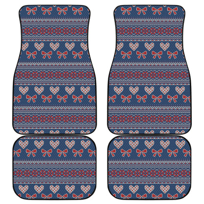 Valentine's Day Knitted Pattern Print Front and Back Car Floor Mats