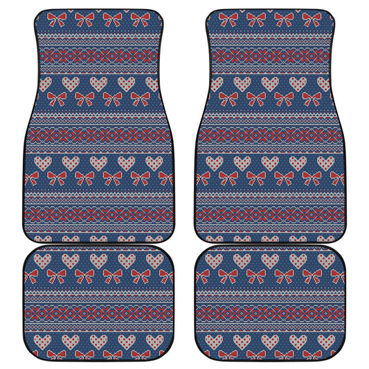 Valentine's Day Knitted Pattern Print Front and Back Car Floor Mats