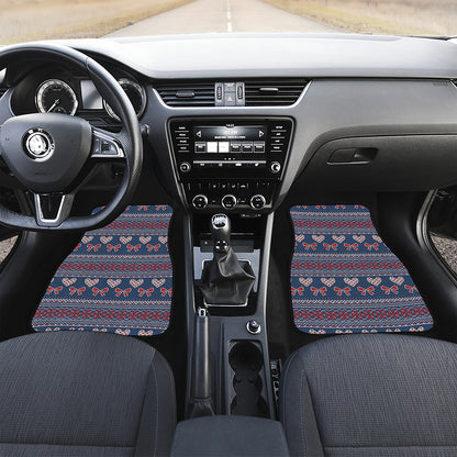 Valentine's Day Knitted Pattern Print Front and Back Car Floor Mats