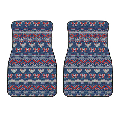 Valentine's Day Knitted Pattern Print Front Car Floor Mats