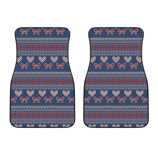 Valentine's Day Knitted Pattern Print Front Car Floor Mats