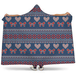 Valentine's Day Knitted Pattern Print Hooded Blanket
