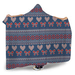 Valentine's Day Knitted Pattern Print Hooded Blanket