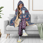Valentine's Day Knitted Pattern Print Hooded Blanket