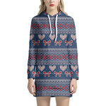 Valentine's Day Knitted Pattern Print Hoodie Dress