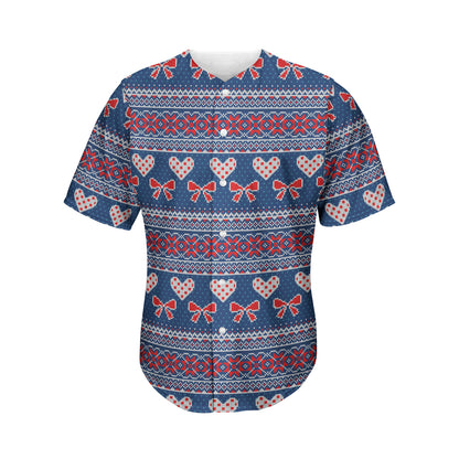 Valentine's Day Knitted Pattern Print Men's Baseball Jersey