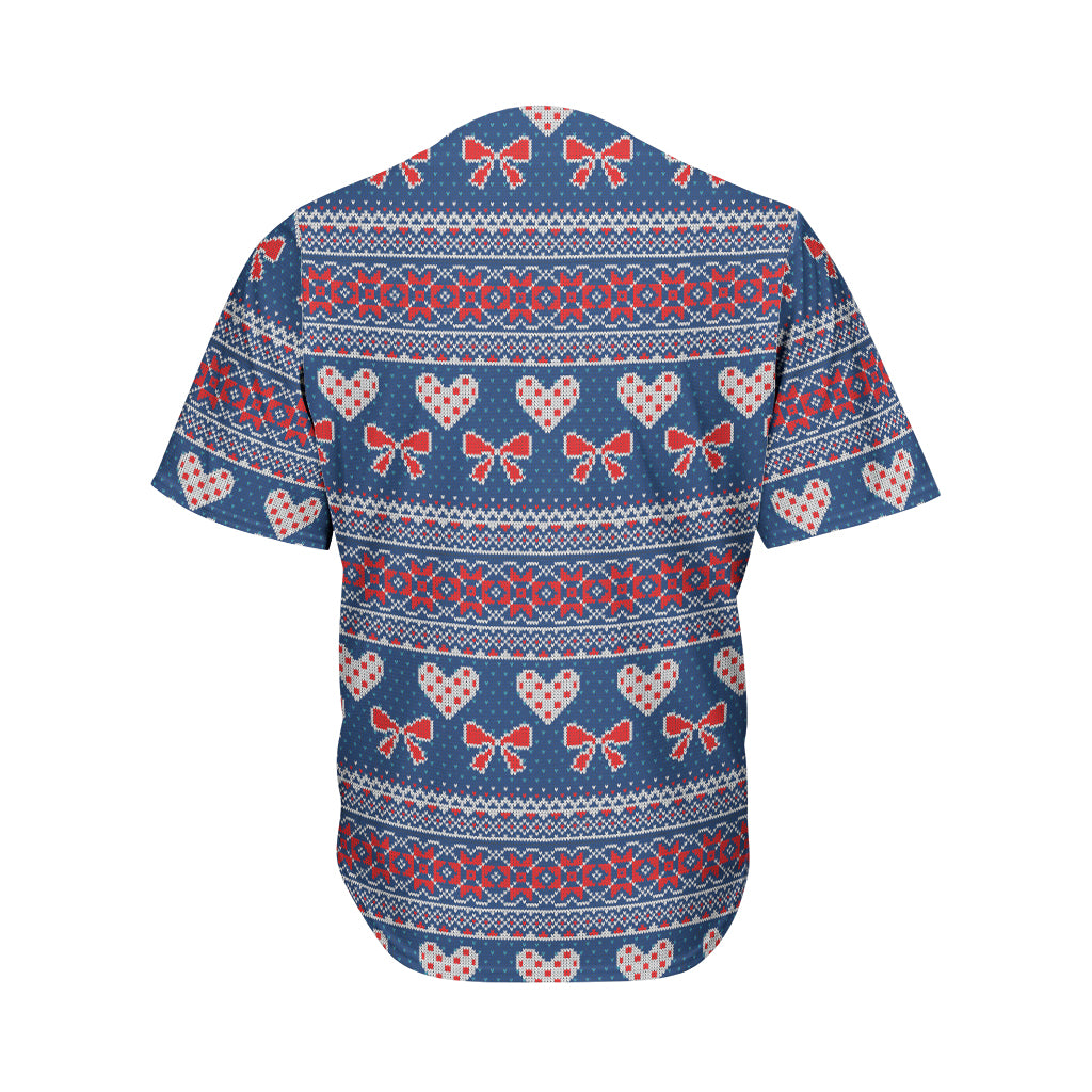 Valentine's Day Knitted Pattern Print Men's Baseball Jersey
