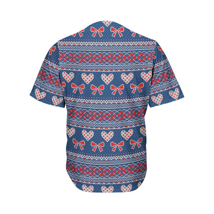 Valentine's Day Knitted Pattern Print Men's Baseball Jersey