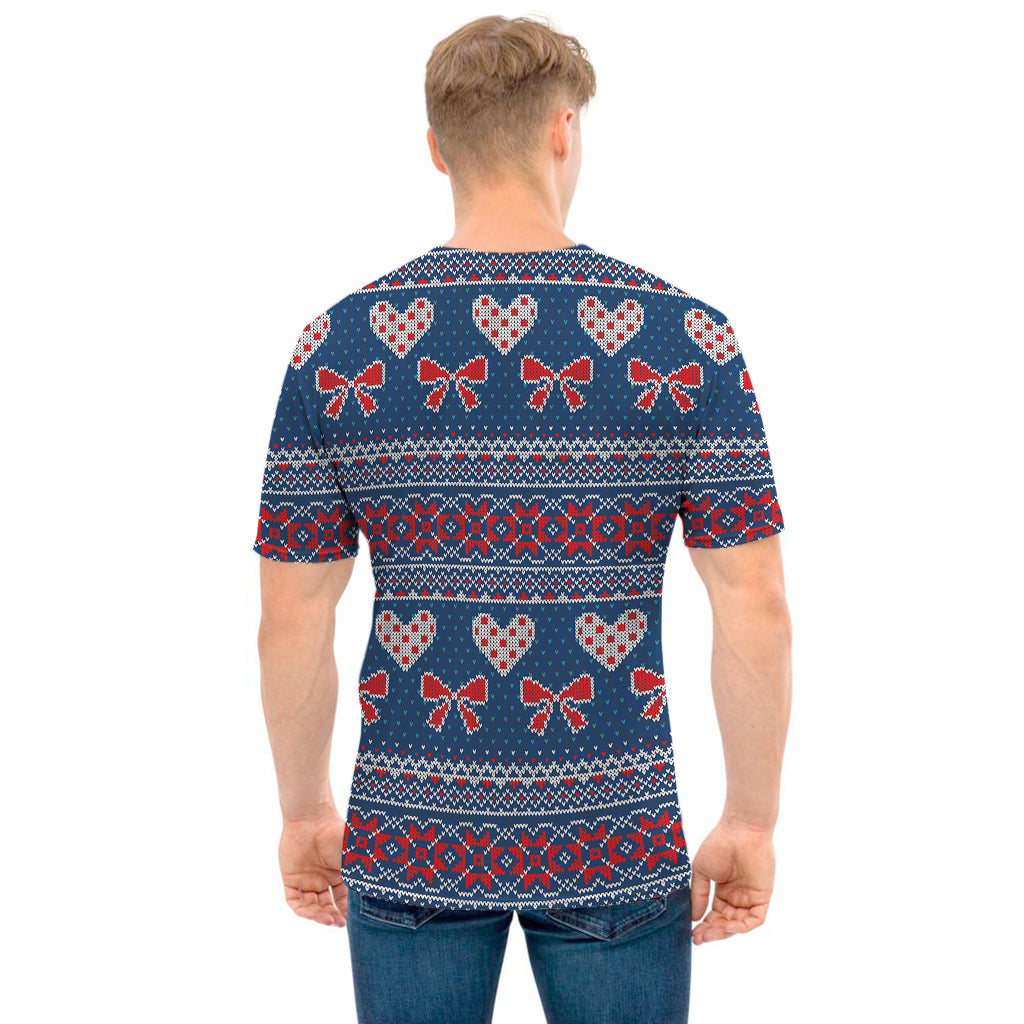 Valentine's Day Knitted Pattern Print Men's T-Shirt